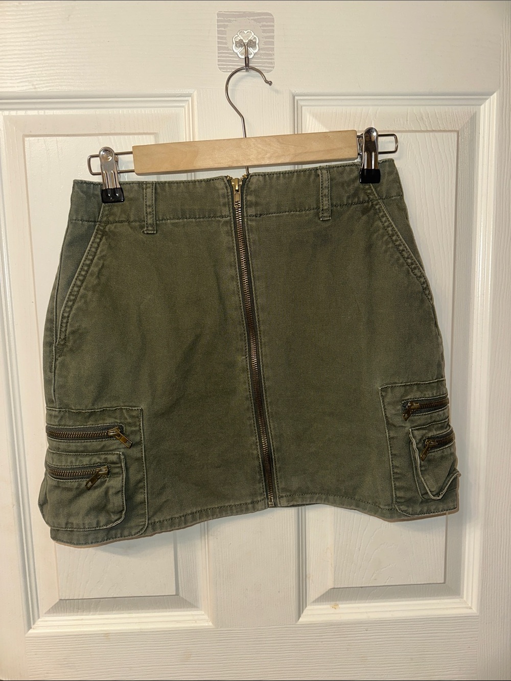 Forever 21 Olive Green Zip-Front Utility Mini Skirt